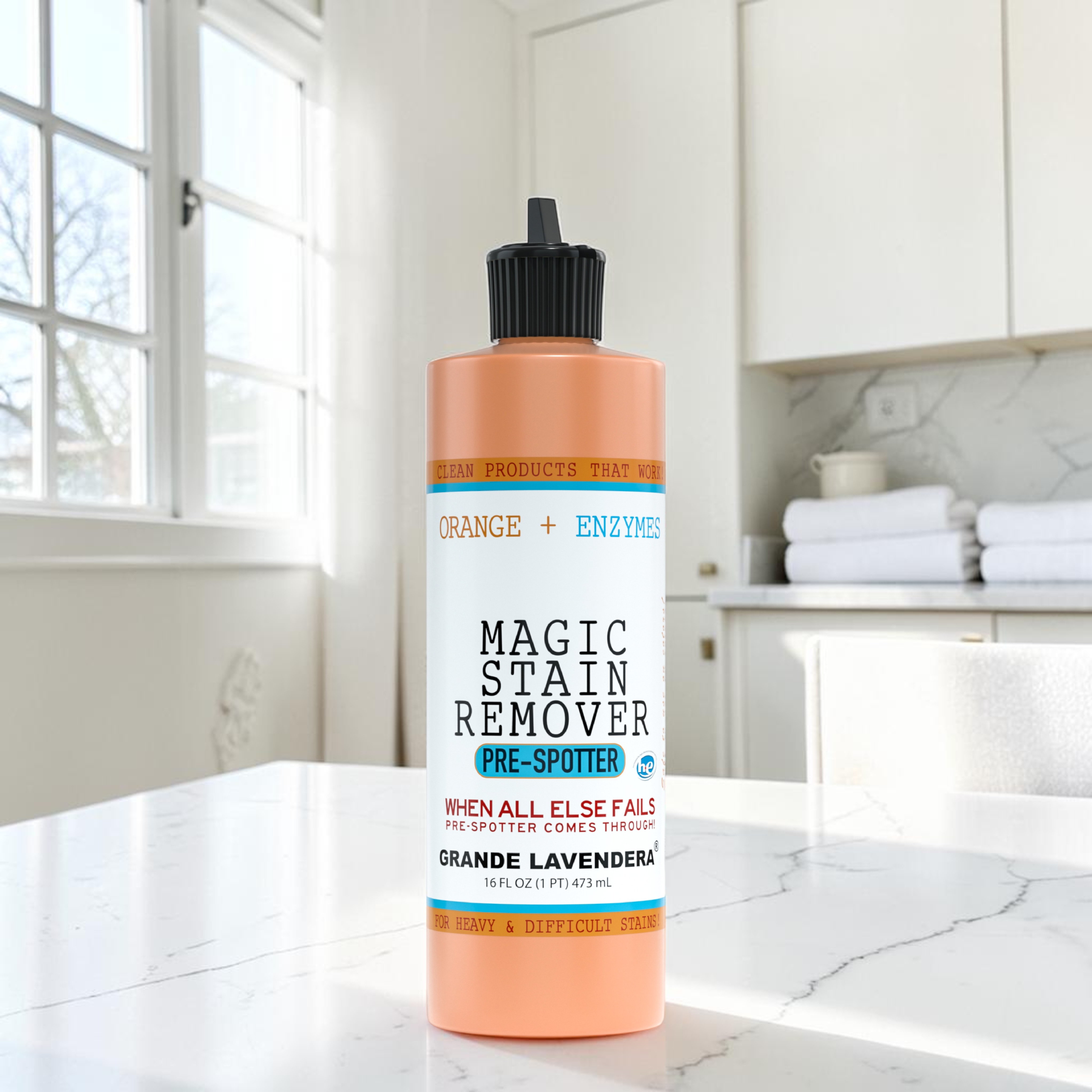 Magic Stain Remover Pre-Spotter, Orange + Enzymes | Grande Lavendera