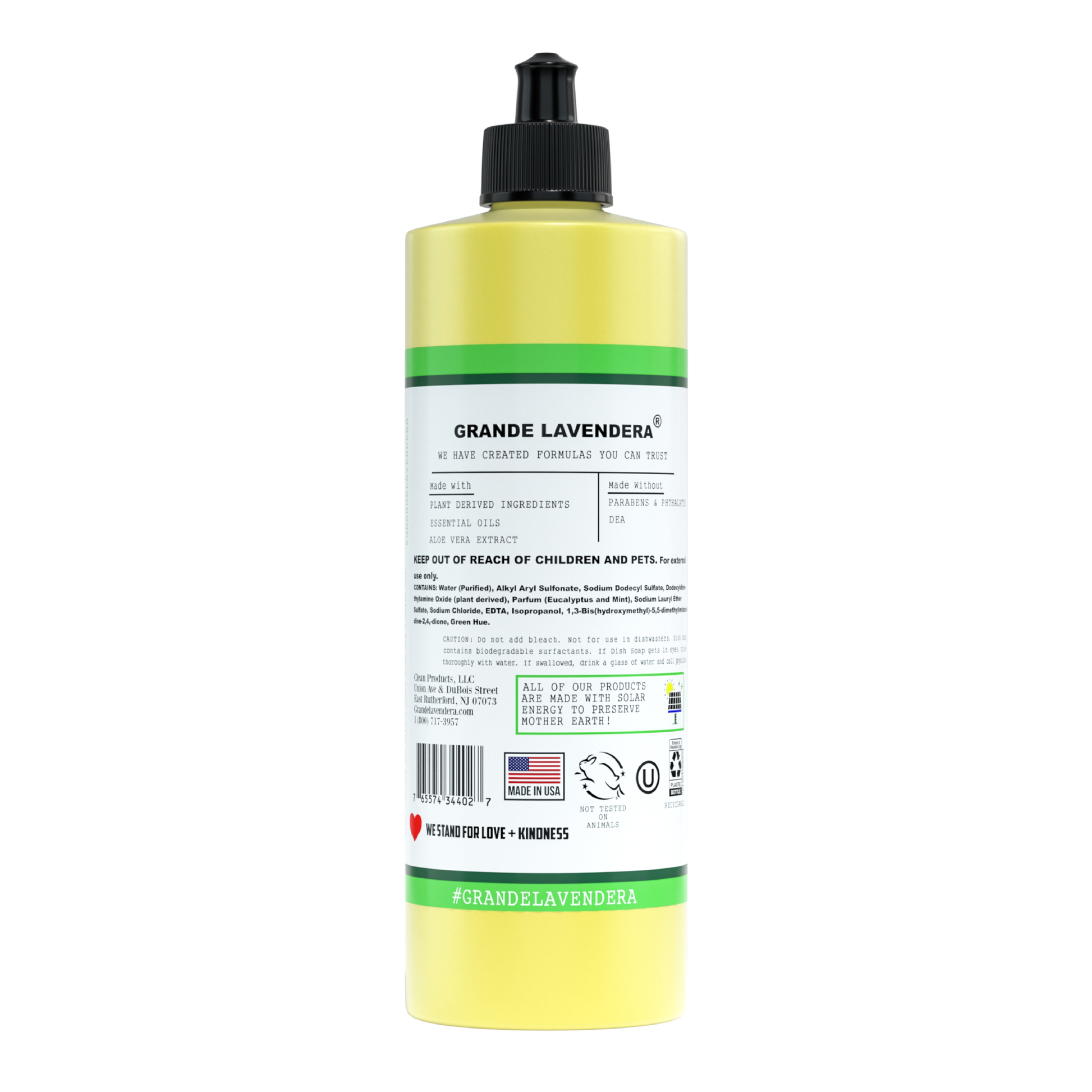 Eucalyptus + Mint Dish Soap back label