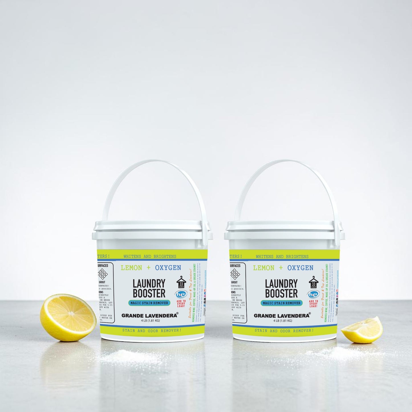 2 Pack - Lemon and Oxygen Magic Stain Remover & Laundry Booster Powder