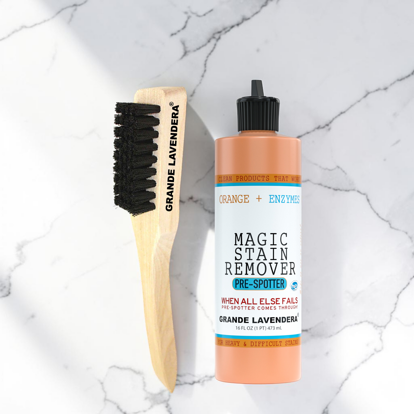 Grande Lavendera Magic Stain Remover Pre-Spotter and Spotting Brush Set