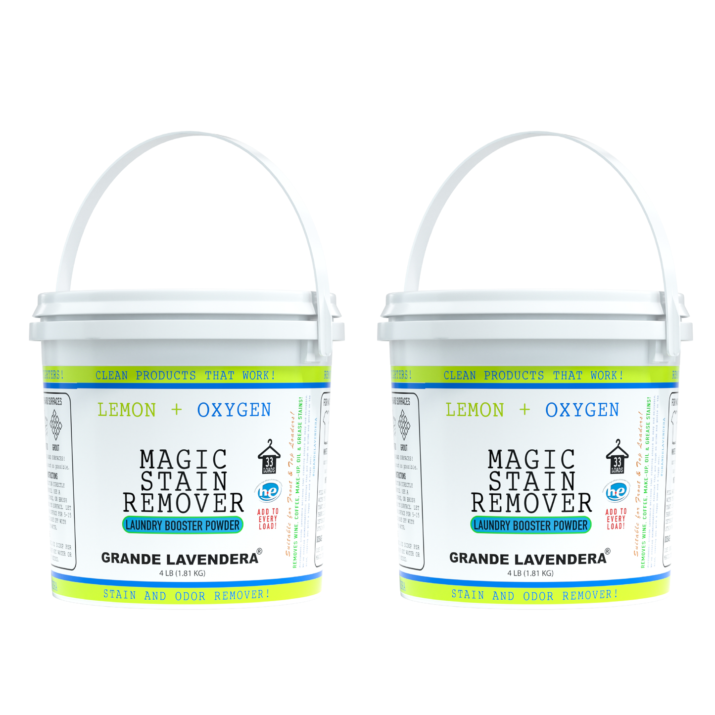 2 Pack - Lemon and Oxygen Magic Stain Remover & Laundry Booster Powder